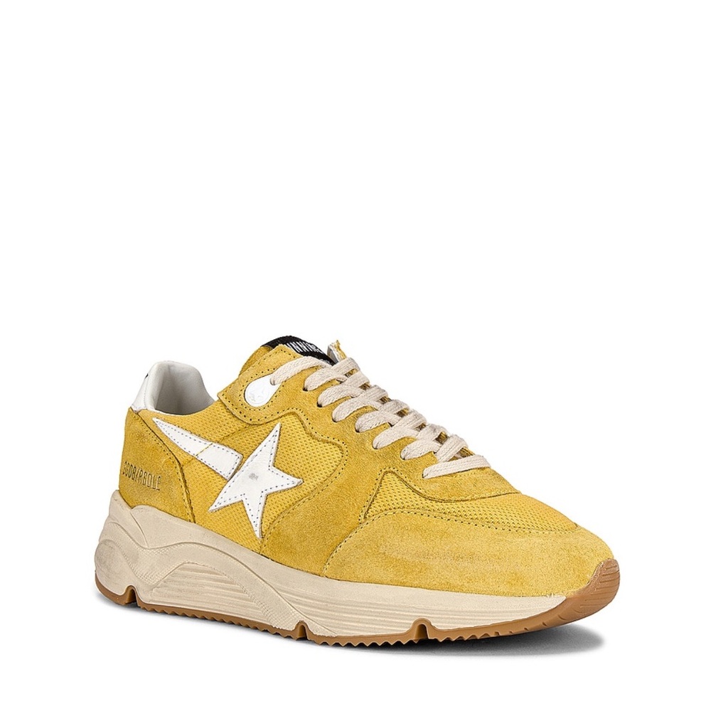 NWOT Golden Goose Running sole leather-trimmed sneakers (honey white)